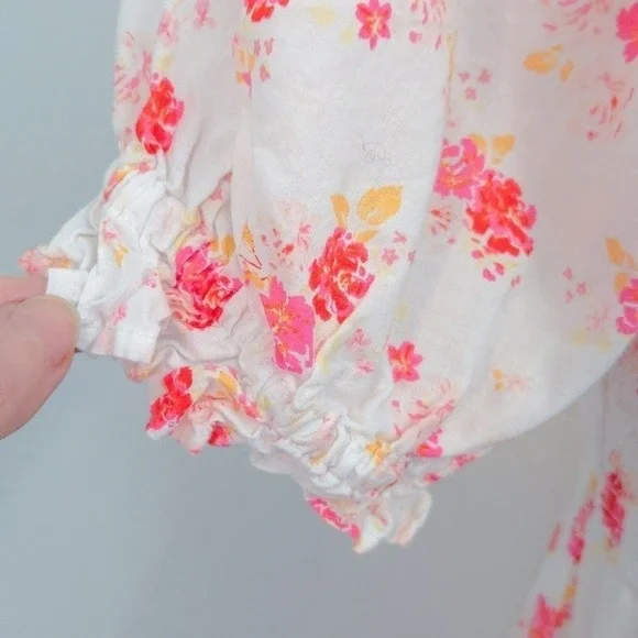 Love Shack Fancy White Pink Floral Lace Ruffle Cotton Cosette Midi Dress-‎ Large - Picture 8 of 9